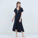 【ルームウェア】ロイヤルオーガニックコットン フレアワンピース ネイビー | Foo Tokyo