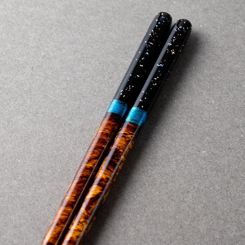 【箸】 夜空 宵 砂岩箸置付 (22.5cm) 桐箱 | 筆描き | 結晶