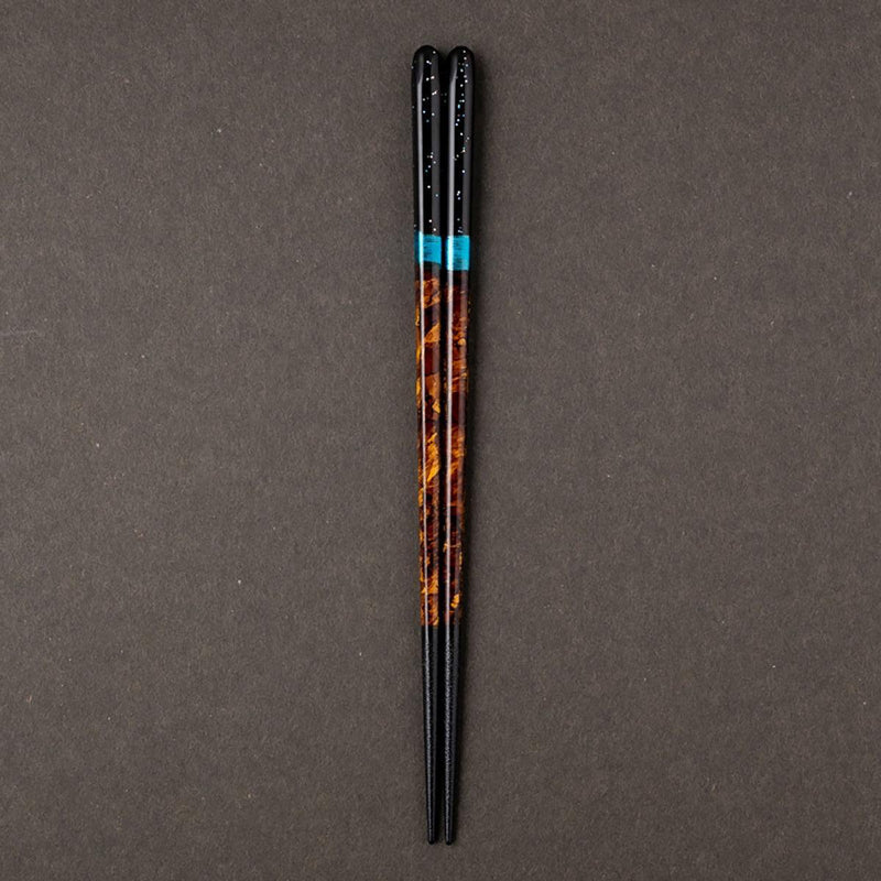 【箸】 ペア 夜空 (宵・暁) 箸置付 (22.5cm) 桐箱 | 筆描き | 結晶