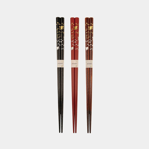 【箸】 縁起物 波千鳥 | 能登ヒバうるし箸 | 橋本幸作漆器店