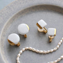 【イヤリング】白磁スクエア (S) | 有田焼 | 6.kiln