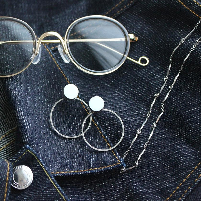 【ピアス】白磁シルバー | 有田焼 | 6.kiln