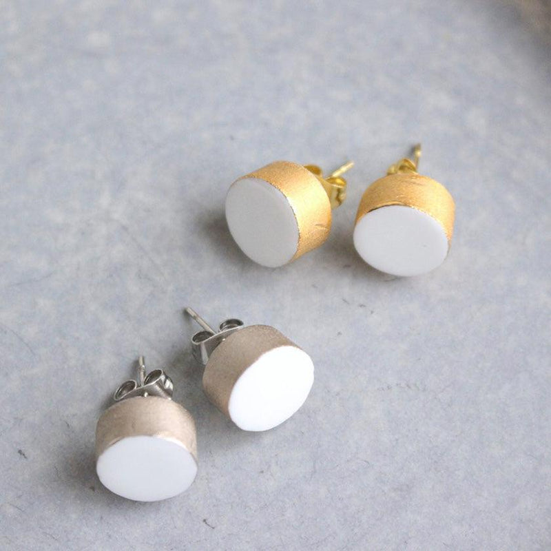 【ピアス】白磁シルバー | 有田焼 | 6.kiln