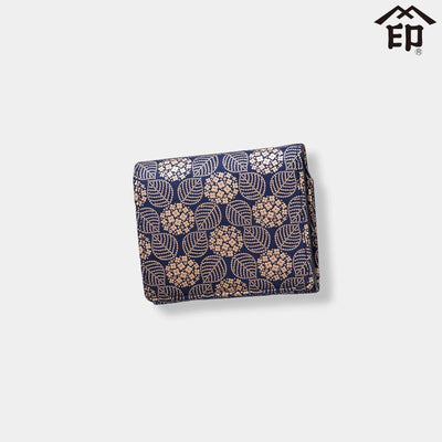 【財布】札入れE あじさい (紺地x白漆) | 甲州印伝 | 印傳屋