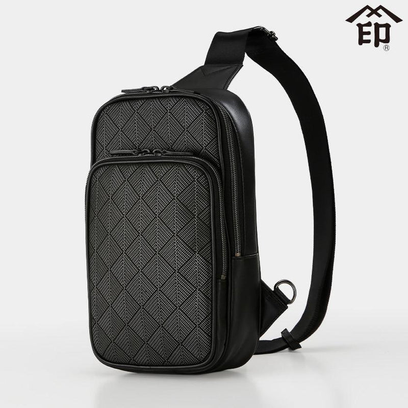 【ショルダーバッグ】ME-15ショルダー クリスタルライン (黒xグレー) | 甲州印伝 | 印傳屋