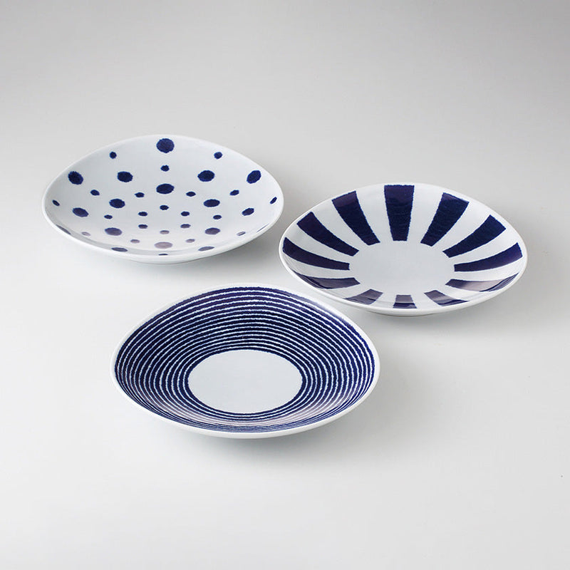 【皿3枚セット】藍玉 多用皿 | 波佐見焼 | 西海陶器