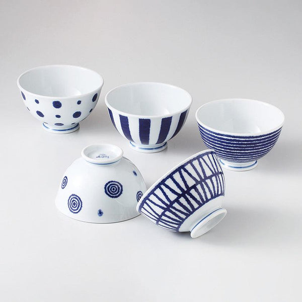 茶碗5個セット｜藍玉 軽量飯碗揃 | 波佐見焼 | 西海陶器 ｜BECOS