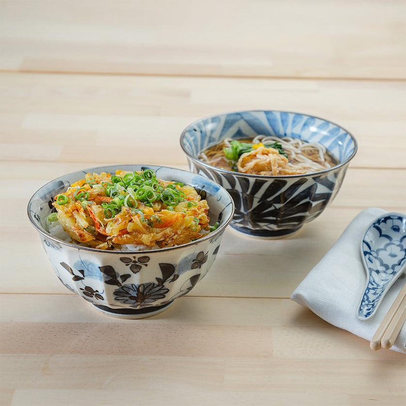 【丼 ペアセット】古染紋 手描き多用丼 | 波佐見焼 | 西海陶器
