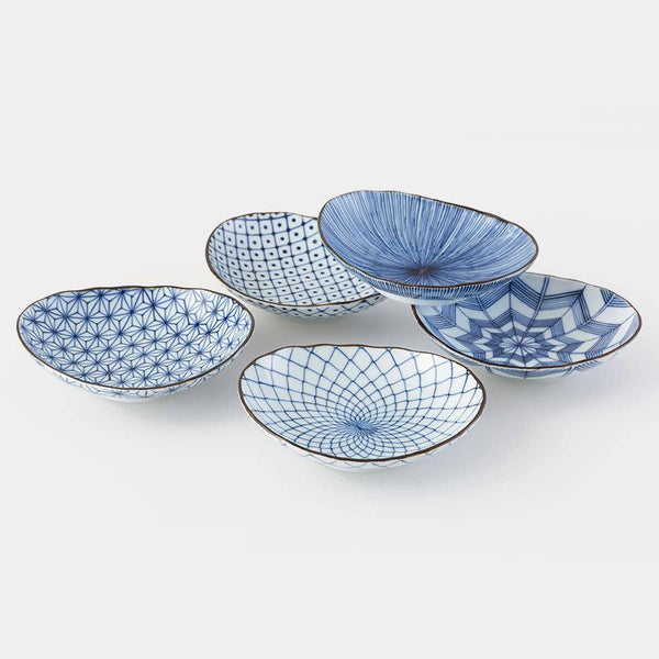 【鉢 5個セット】古染絵変り 楕円取鉢揃 | 波佐見焼 | 西海陶器