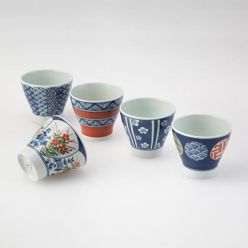 【カップ 5個セット】染錦文様 カップ揃 | 波佐見焼 | 西海陶器
