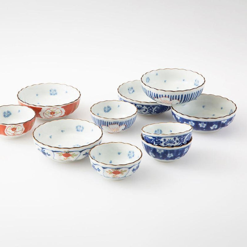 【鉢 10個セット】染錦絵変り 親子鉢揃 | 波佐見焼 | 西海陶器
