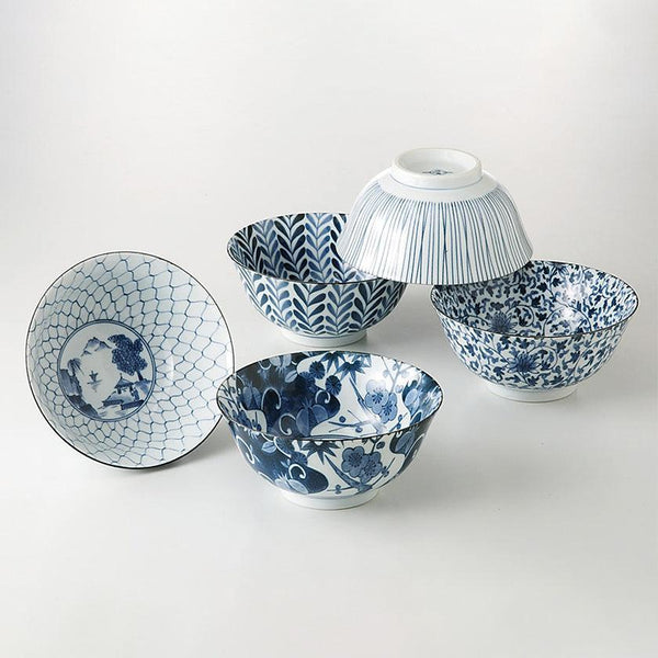 【鉢 5個セット】藍絵変り 多用鉢揃 | 波佐見焼 | 西海陶器