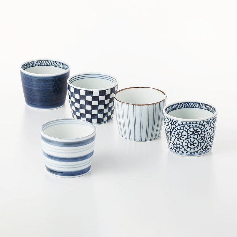 【カップ 5点セット】藍屋絵変り カップ揃 | 波佐見焼 | 西海陶器