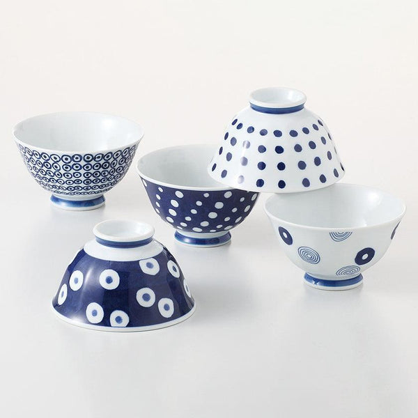 【茶碗 5個セット】藍丸紋 軽量飯碗揃 | 波佐見焼 | 西海陶器