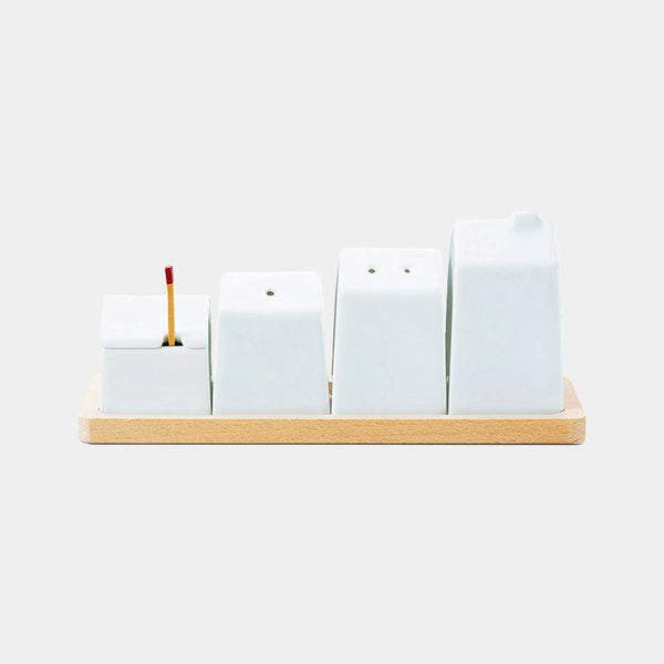 【調味料入れ 5点セット】TOWN コンディメント 木トレー付き | 波佐見焼 | 西海陶器