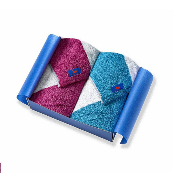 【タオル2枚セット】ミニバスタオル×2 (ホワイト&カリビアン・ホワイト&カシス) | オーガニックタオル | ヒポポタマス