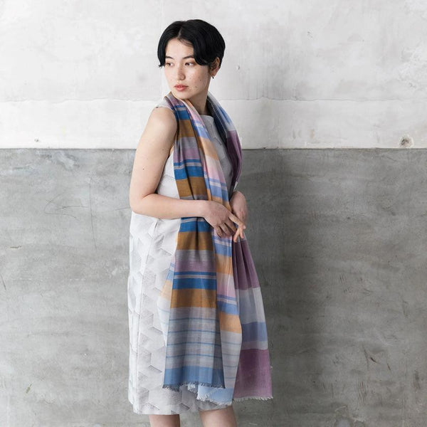 【ストール】極細コットン播州織ストール (パープル) L | 播州織 | POLS