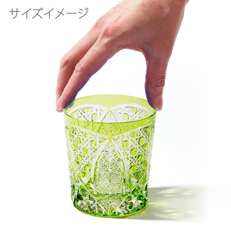 菊繋ぎ紋 江戸黒切子 オールド 八角籠目と菊繋ぎ紋 ロックグラス