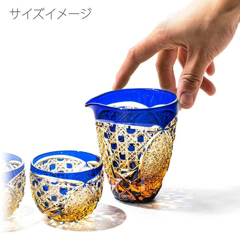 江戸切子｜菊繋ぎに籠目紋 酒器三点揃 | TABLEAU ｜BECOS