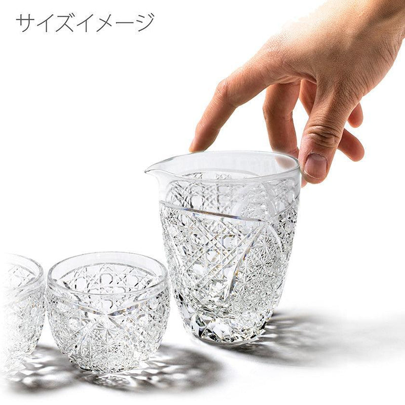江戸切子｜菊繋ぎに籠目紋 酒器三点揃 | TABLEAU ｜BECOS