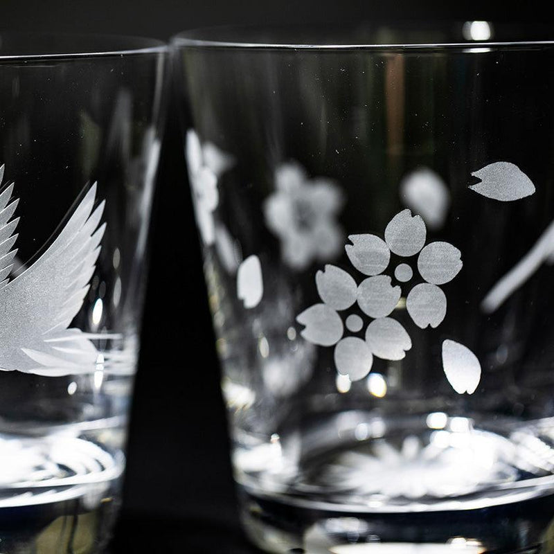 江戸切子｜富士山に鶴・桜 オールドグラス | TABLEAU ｜BECOS