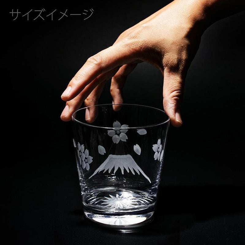 江戸切子｜富士山に鶴・桜 オールドグラス | TABLEAU ｜BECOS