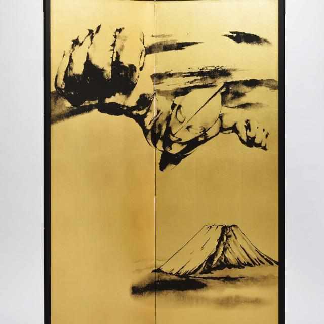 【屏風】ウルトラマン 富士山 (縁あり) | 本装屏風 - 水墨画