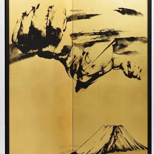 【屏風】ウルトラマン 富士山 (縁あり) | 本装屏風 - 水墨画