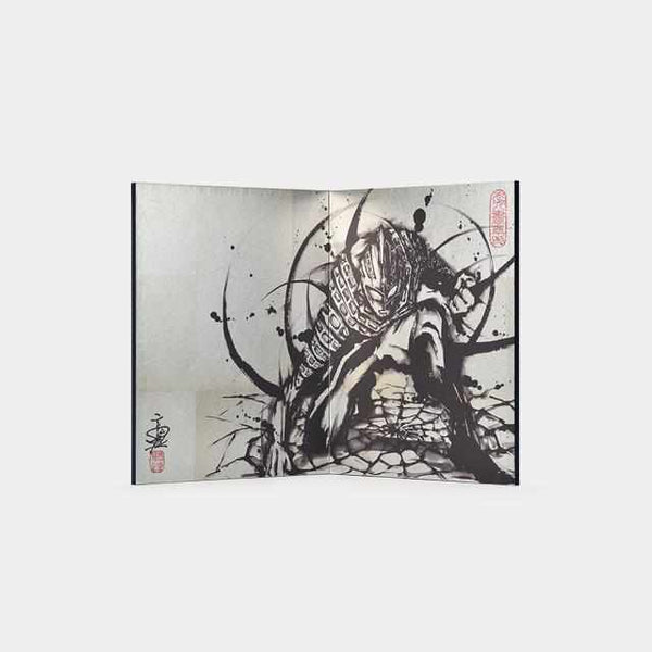 【本装屏風-水墨画】大湊文吉商店 ウルトラマン 富士山 屏風 (縁あり)