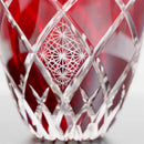 【ぐい呑】菊と矢来 -kiku yarai- (赤)｜切子