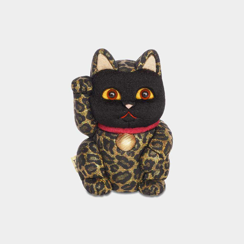 【江戸木目込み】柿沼人形 招き猫 金襴 黒