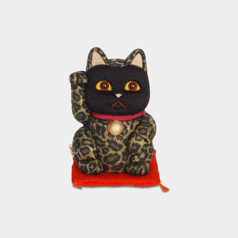 【江戸木目込み】柿沼人形 招き猫 金襴 黒