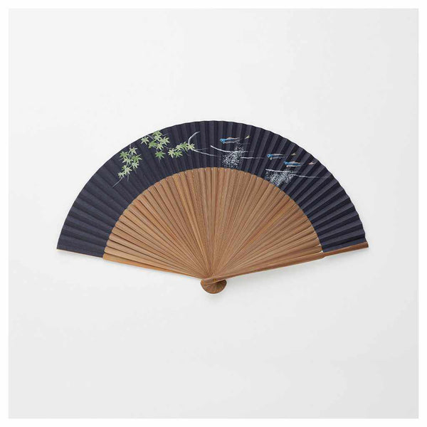 【扇子】男物 紙扇 染和紙 もみじ鮎 大短地 | 京扇子 | 大西常商店