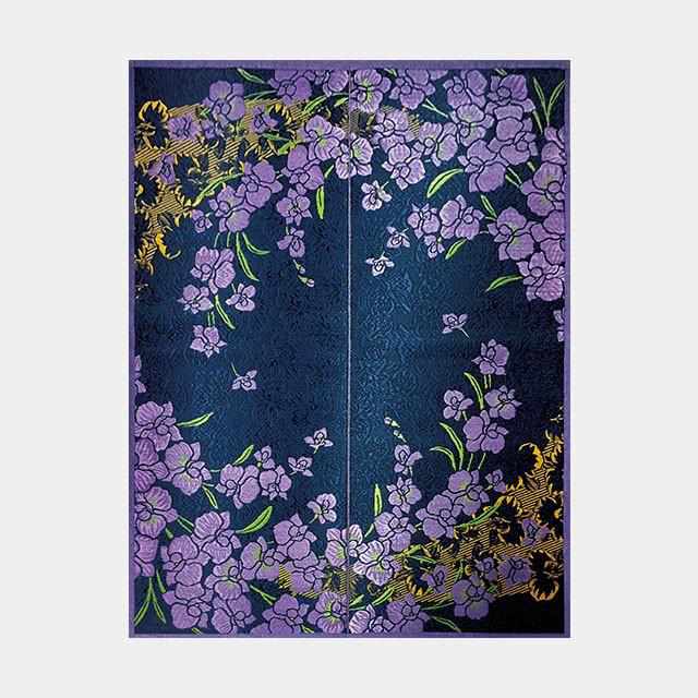 【い草-畳】イケヒコ い草ラグ 胡蝶蘭 紫 (M : 200×200cm, L : 200×250cm)