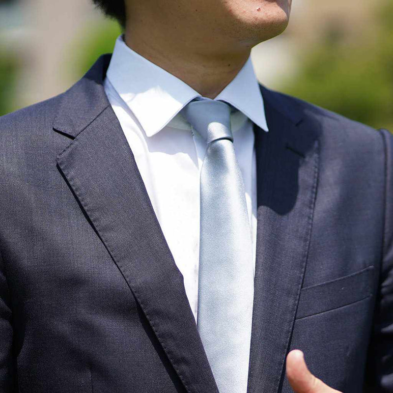 【ネクタイ】シルバー 雅 33匁シルクサテン | 郡内織物 | 富士桜工房