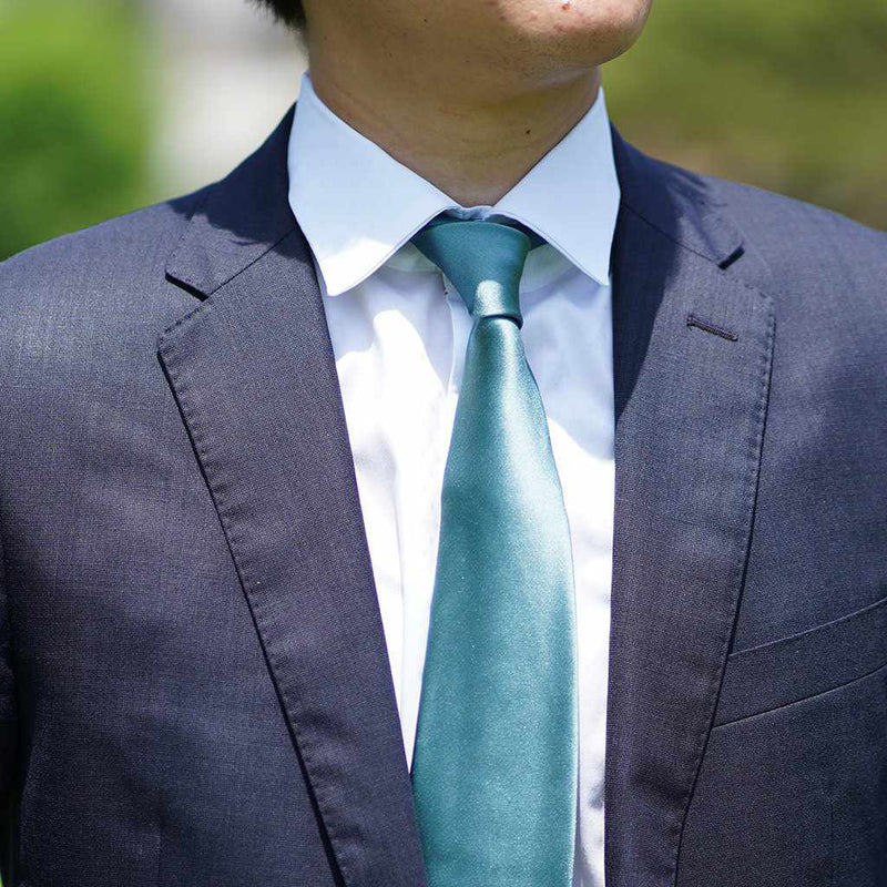 【ネクタイ】セラドングリーン 雅 33匁シルクサテン | 郡内織物 | 富士桜工房