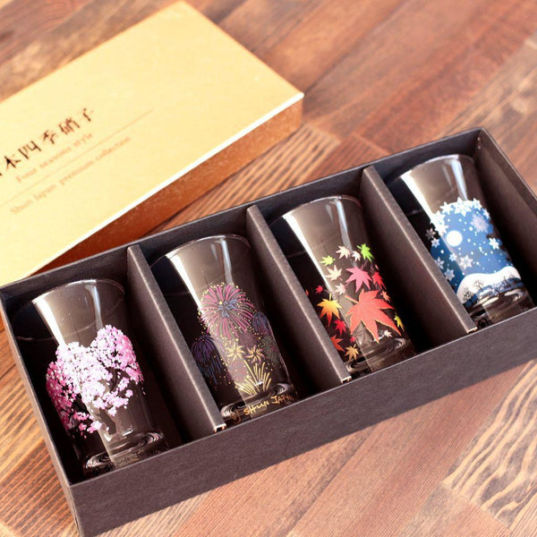 【天開グラス4点セット】冷感 日本四季 | 丸モ高木陶器