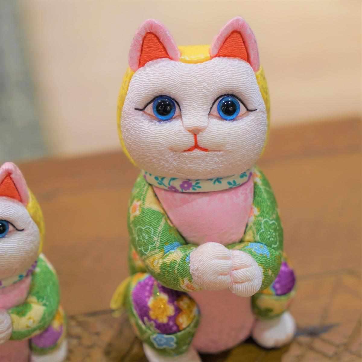 【希少】昭和レトロ アンチモニー ジュエリーボックス JAPAN刻印 猫脚 赤 種類1：L 招き猫星に願いを (光彩) | 江戸木目込み | 柿沼人形