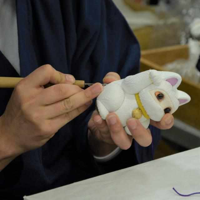 【江戸木目込み】柿沼人形 招き猫 金襴