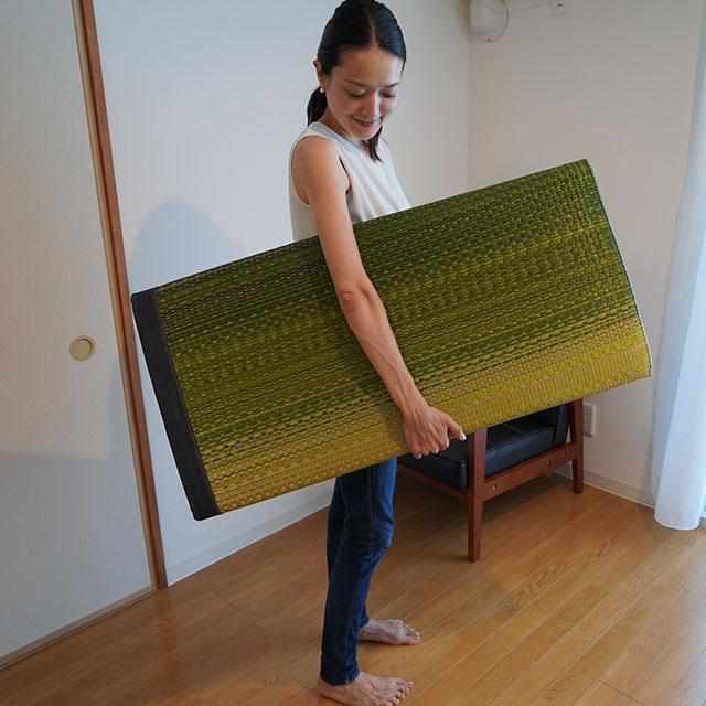 【い草-畳】イケヒコ い草ラグ デニムFジョイ 緑 (楕円：190×210cm)