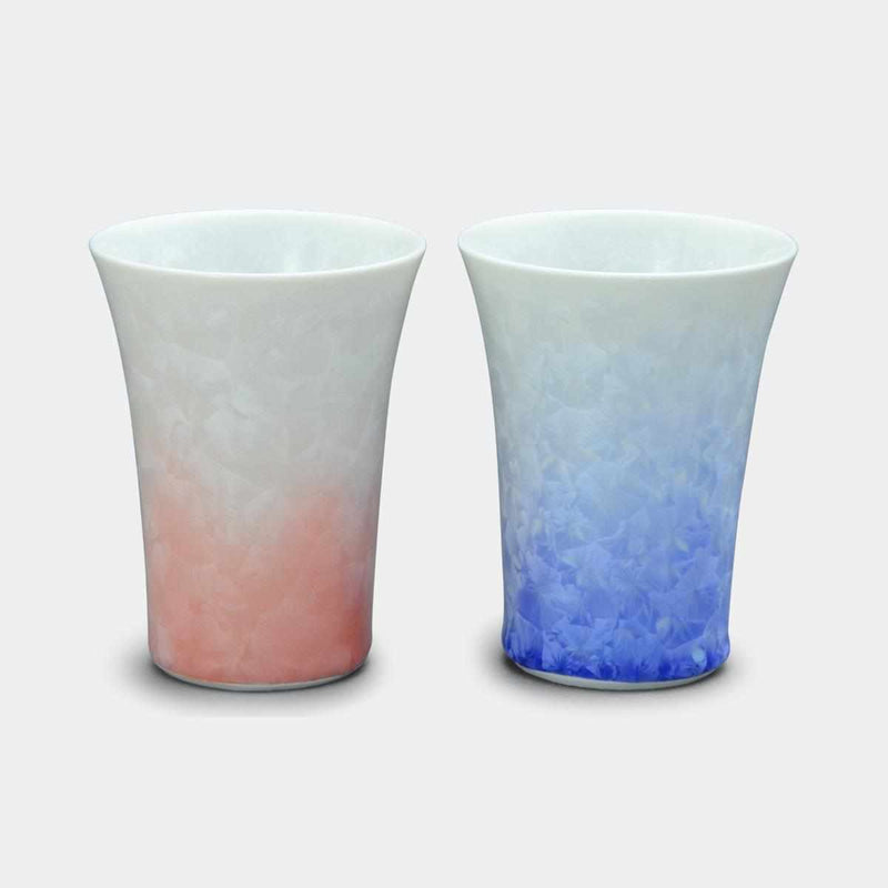 【フリーカップ2点セット】花結晶 (白地青赤) | 京焼-清水焼 | 陶葊