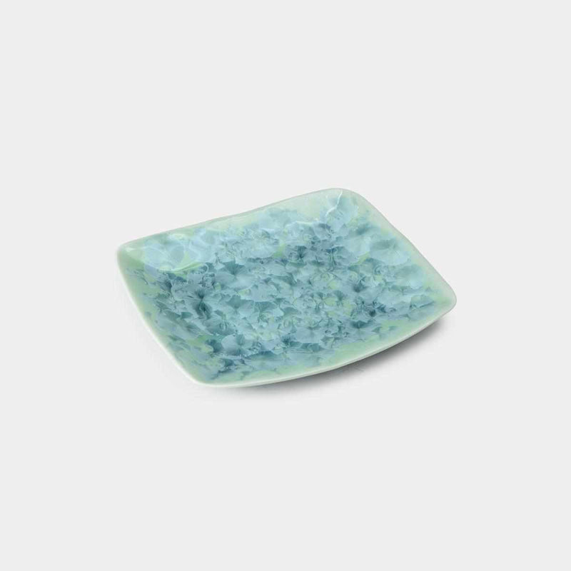 【長角皿】花結晶 (緑) | 京焼-清水焼 | 陶葊