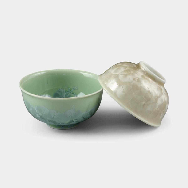 【茶碗2点セット】花結晶 (緑 茶)  | 京焼-清水焼 | 陶葊