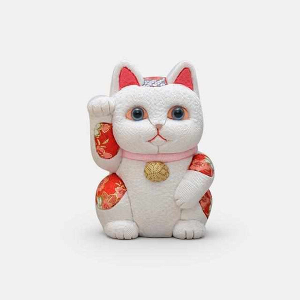 招き猫｜風水 (白) 無垢 リラックス | 江戸木目込み | 柿沼人形 ｜BECOS