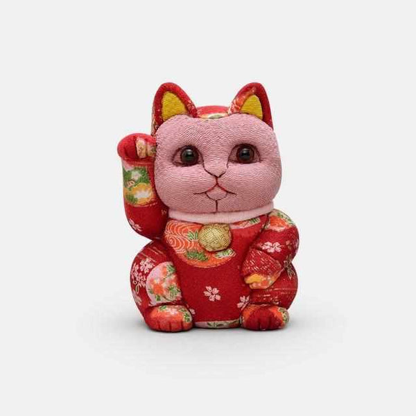 【招き猫】友禅赤 S | 江戸木目込み | 柿沼人形