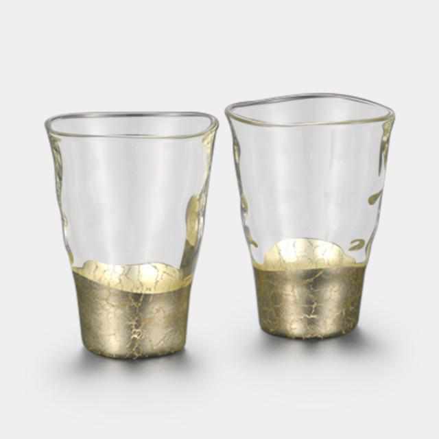 【グラス2点セット】貫入 一口グラス シャンパンゴールド | 金沢箔 | 箔一