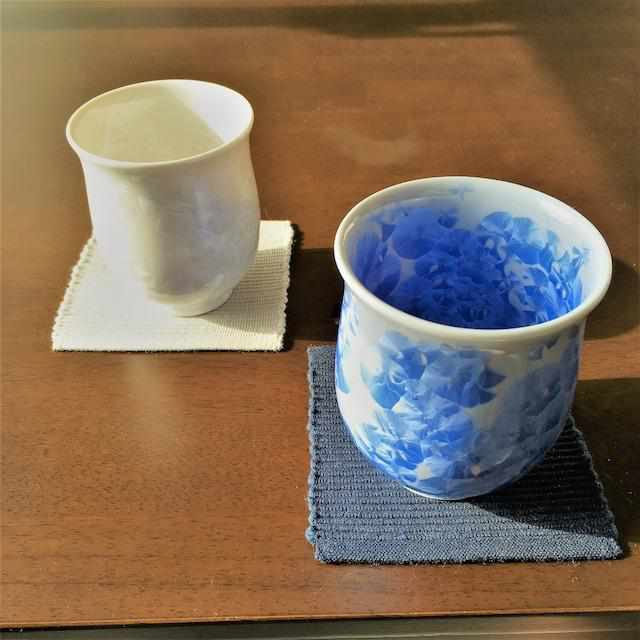 【湯呑み2点セット】花結晶 (青 白) | 京焼-清水焼 | 陶葊