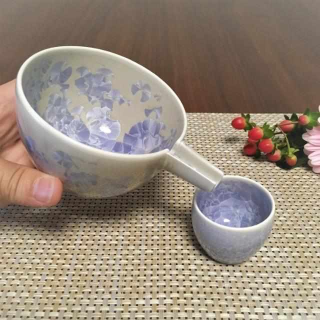 【酒器3点セット】花結晶 (銀藤) 片口&ぐい吞 | 京焼-清水焼 | 陶葊