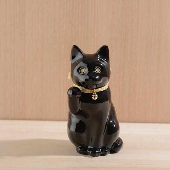 【招き猫】へそくりの招き猫 壱号 黒 (中) | 肥前吉田焼 | Kata Koto