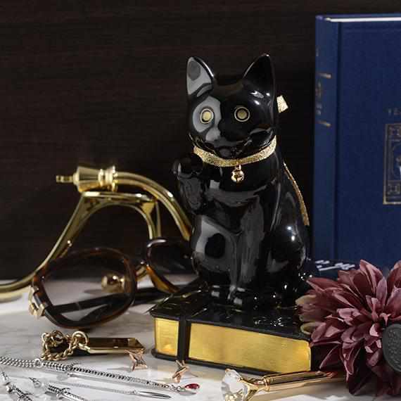 【招き猫】へそくりの招き猫 壱号 黒 (中) | 肥前吉田焼 | Kata Koto
